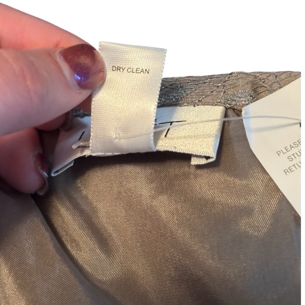 NWT Loft Bubble Hem Shimmer Lace Skirt, Silver, Size 8 - Picture 5 of 9